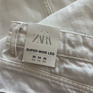 Zara Super Wide Leg White Jeans